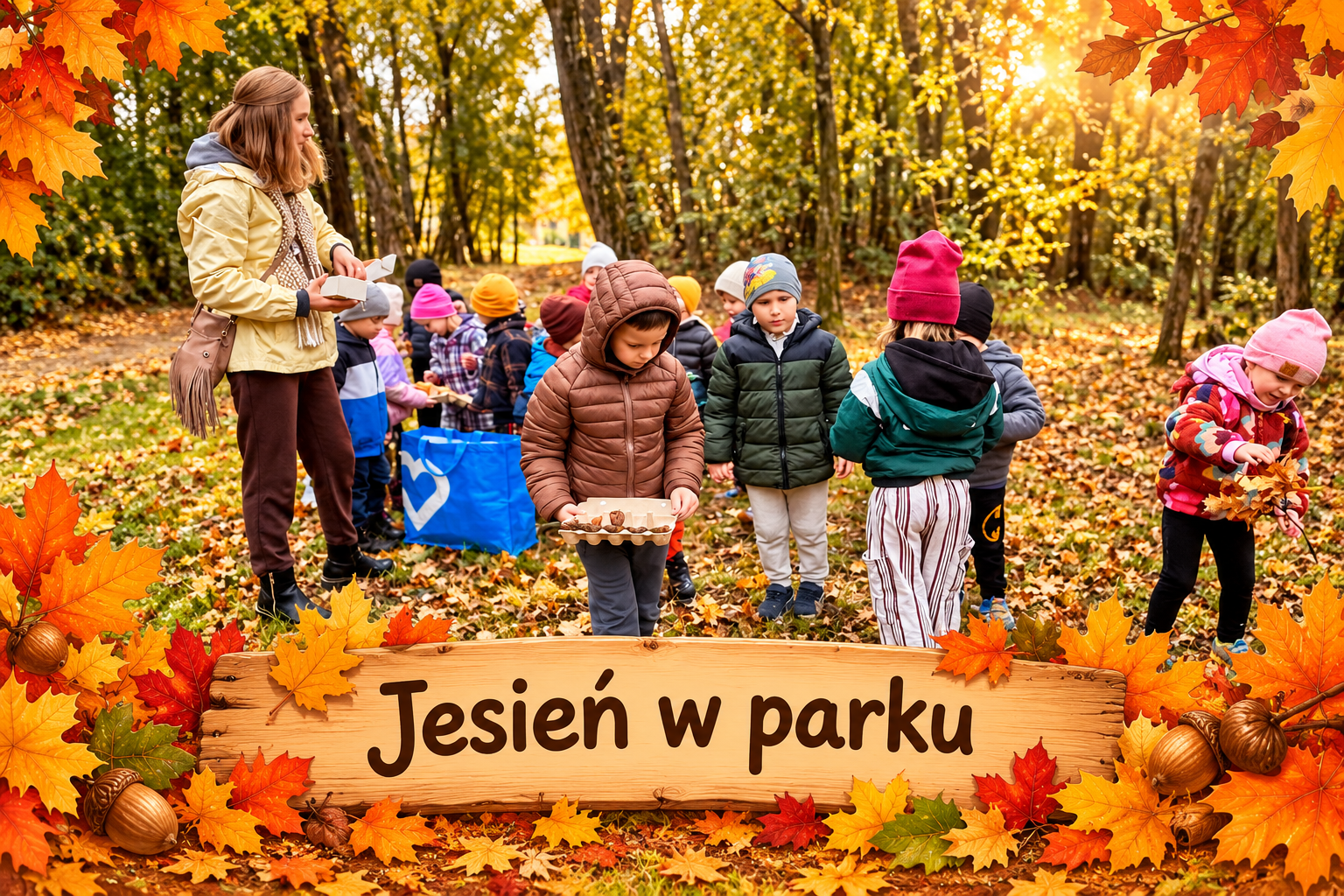 Jesień w parku z dziećmi